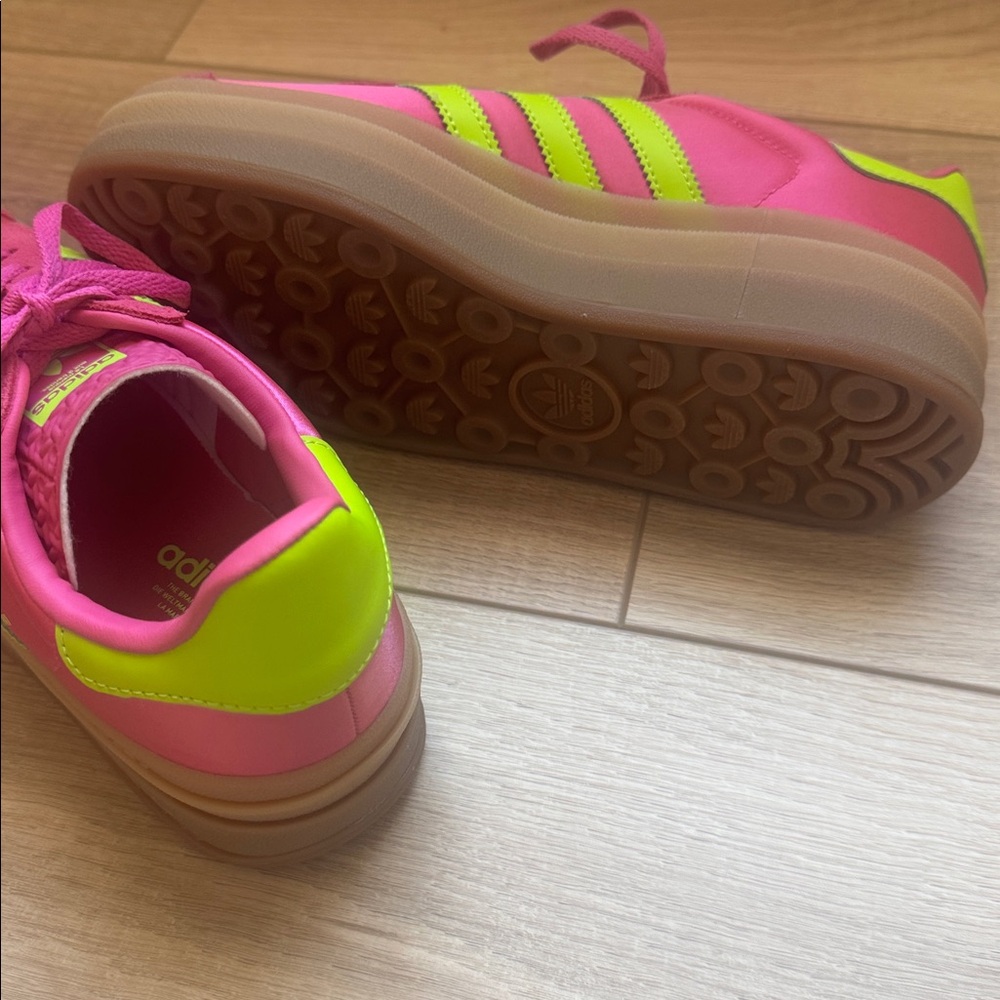 Adidas Women's Vibrant Pink and Neon Green Sneakers - Picture 4 of 6